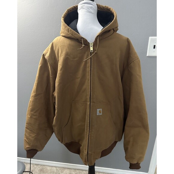 VTG Carhartt Helmets To Hardhats XL Hooded Chore Jacket J140BRN Great Condition - Picture 1 of 9